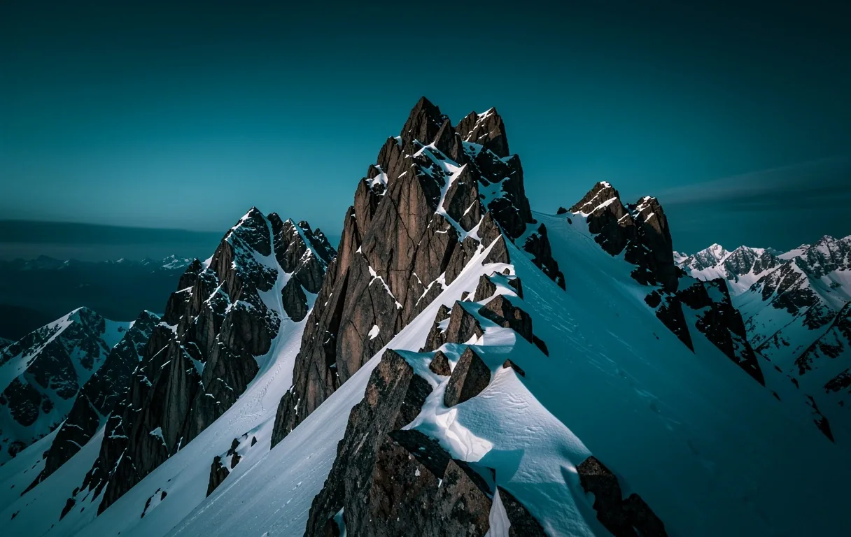 Alpine Gipfel bei Anbruch des Tages